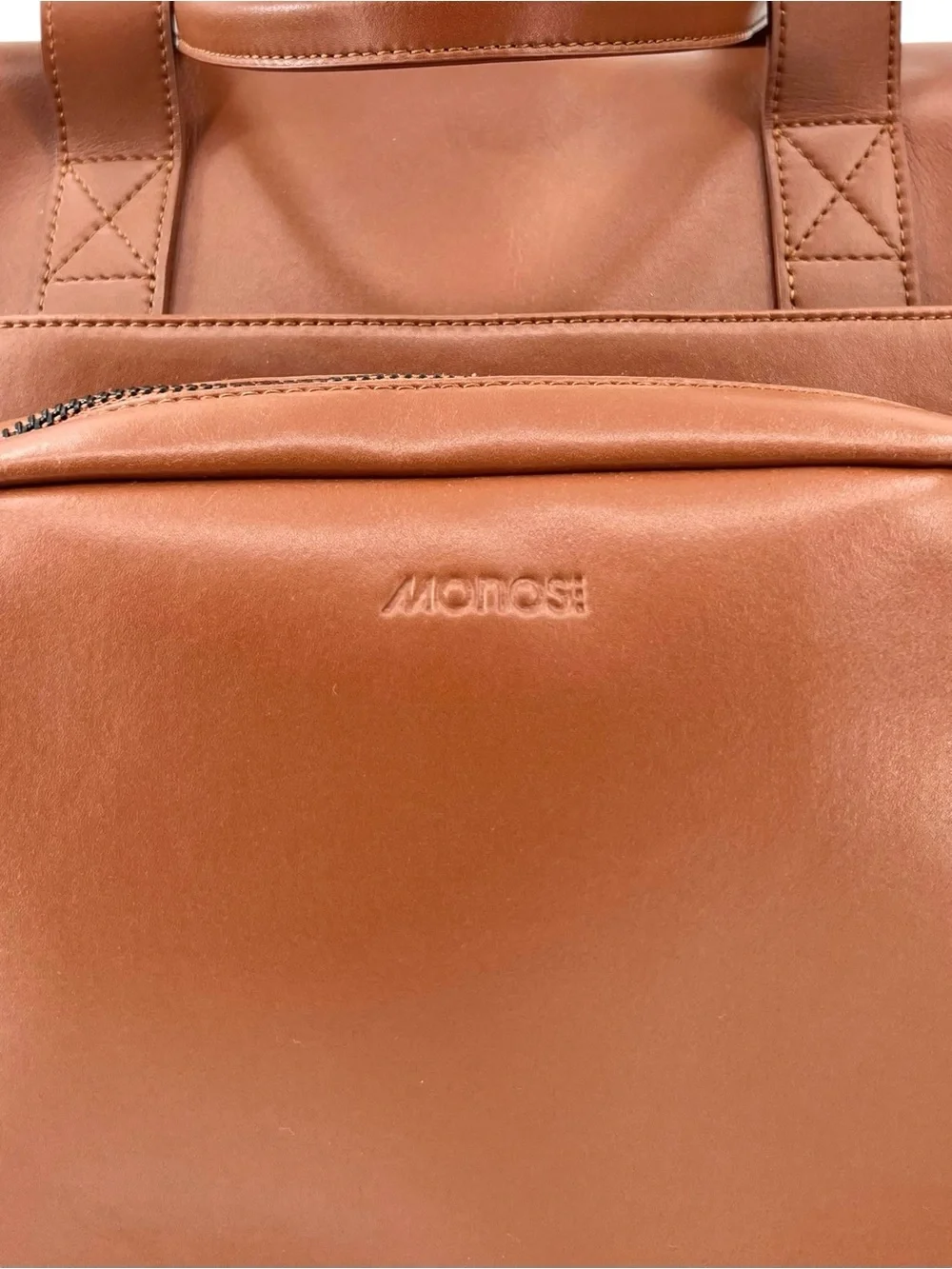 MONOS Metro Duffle - Brown Faux Leather Shoulder Strap Unisex Duffel Travel Bag